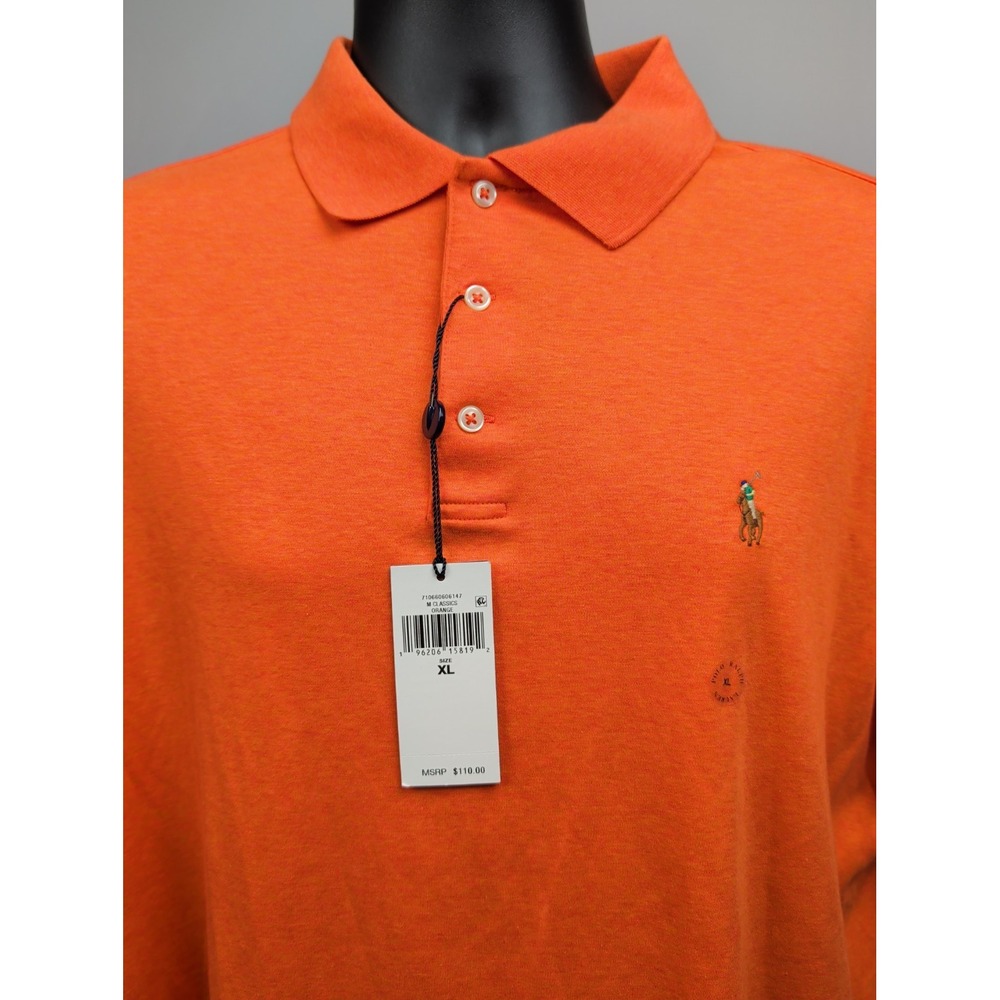 Polo Ralph Lauren Mens Orange Classic Fit Soft Cotton Polo Shirt Pony Sz XL NWT